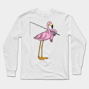 Flamingo Fishing Fisher Fishing rod Long Sleeve T-Shirt